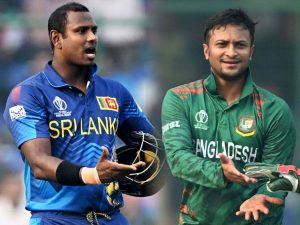 Shakib Al Hasan showing his Sportsmanship against Angelo Mathews